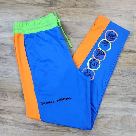 🔺️Disney Pixar Neon Colorblock So Many Emotions Track Pants Men's Large - Picture 1 of 12
